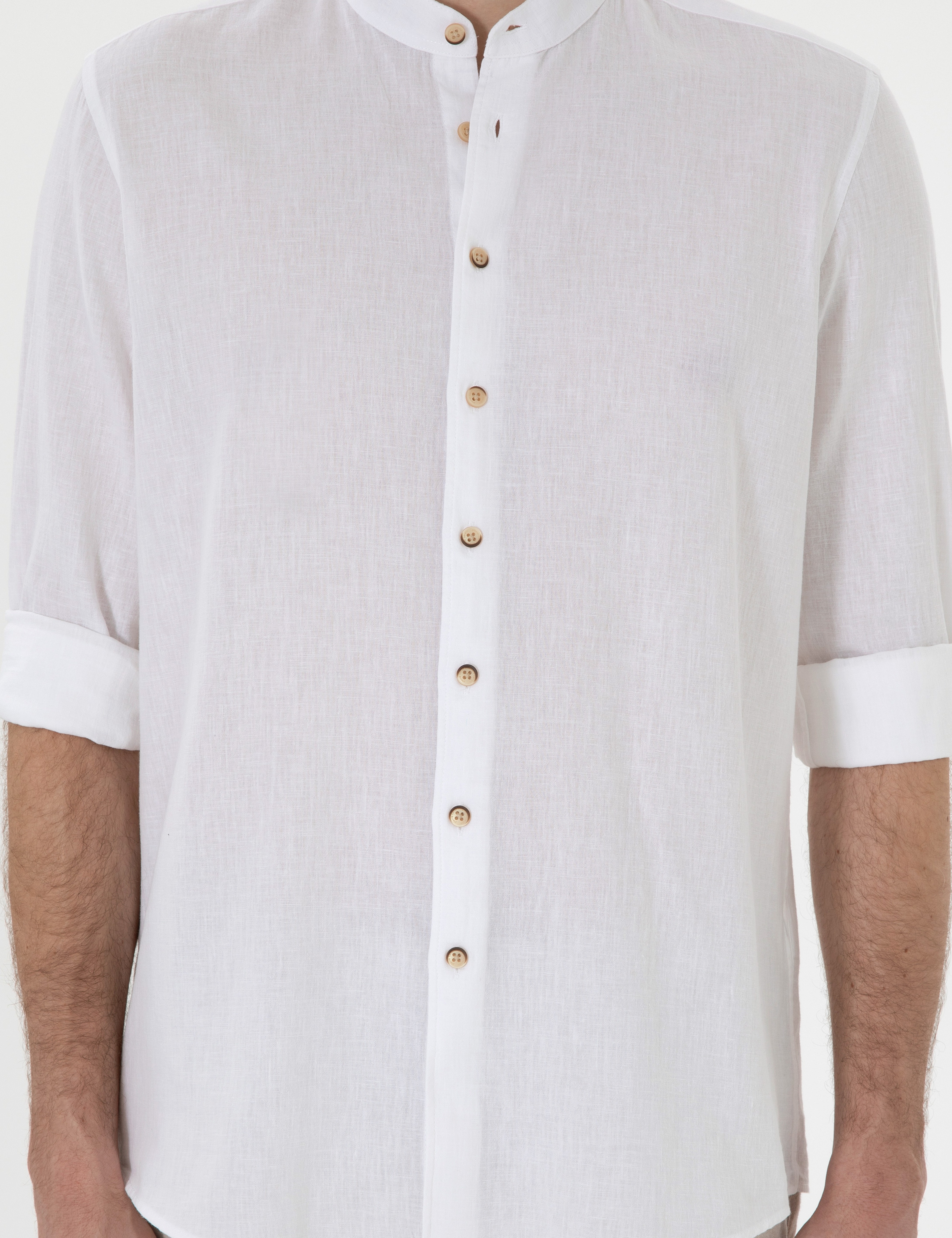 Beyaz Regular Fit Uzun Kollu Gömlek - Image 6