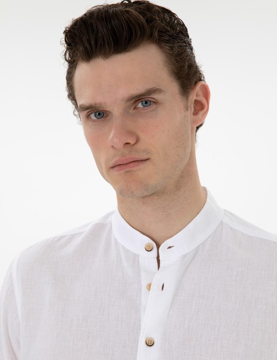 Beyaz Regular Fit Uzun Kollu Gömlek