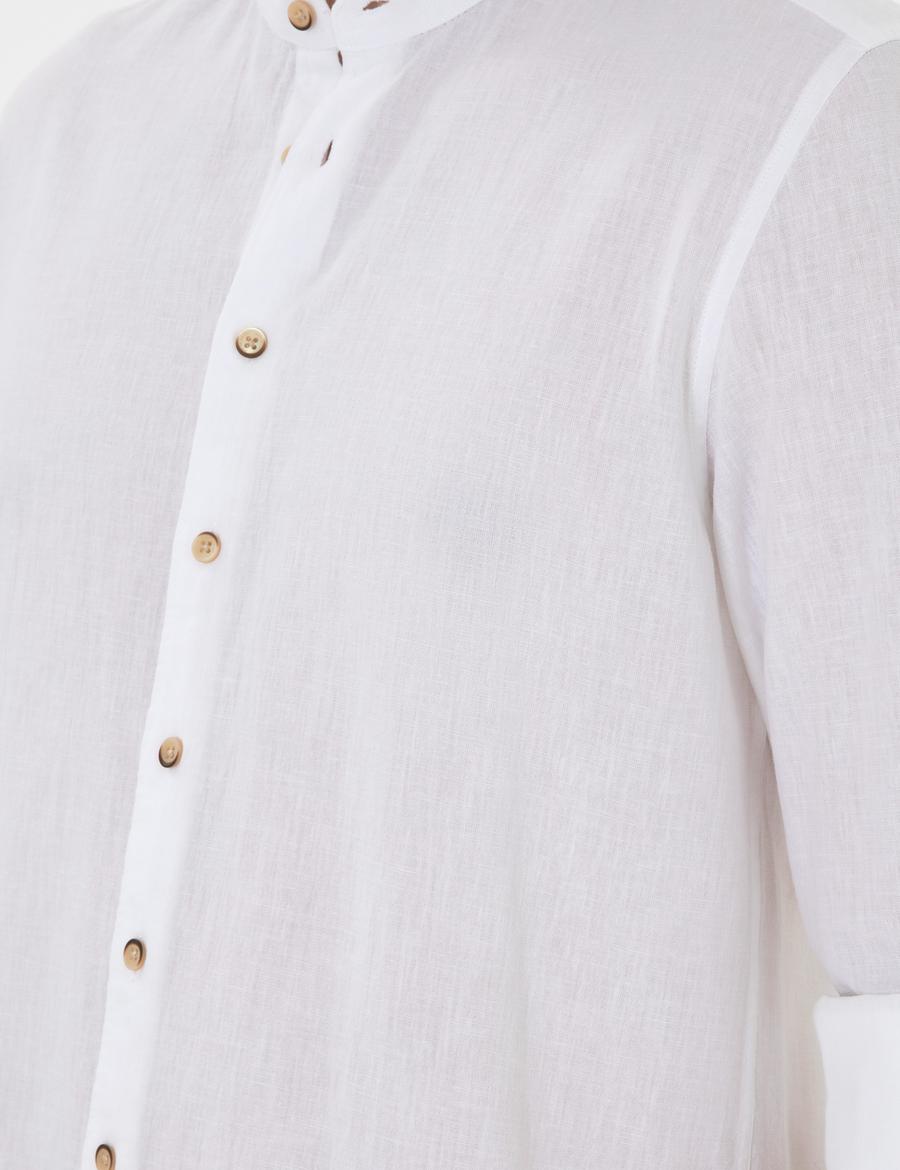 Beyaz Regular Fit Uzun Kollu Gömlek