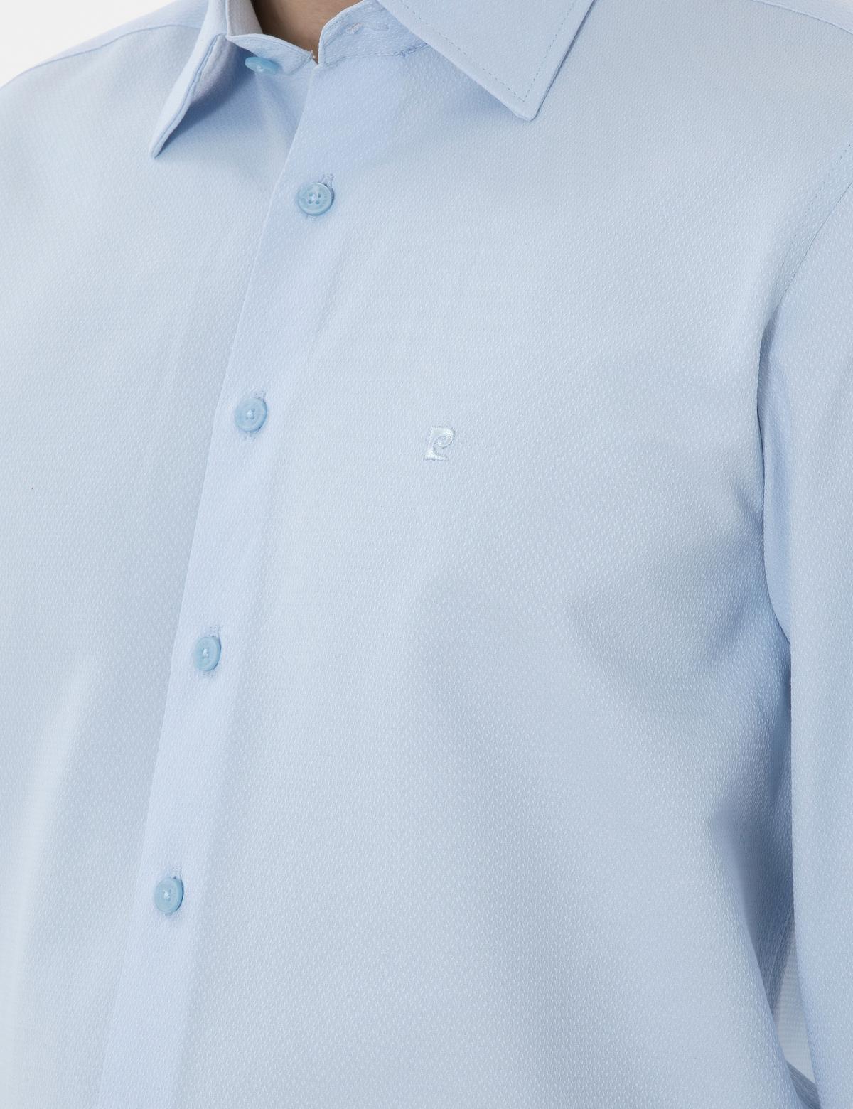 Açık Mavi Regular Fit Armürlü Uzun Kollu Gömlek - 50303376014