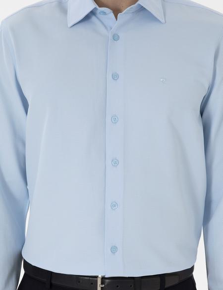 Açık Mavi Regular Fit Armürlü Uzun Kollu Gömlek - 50303376014