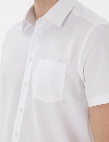 Beyaz Basic Regular Fit Kısa Kollu Cepli Gömlek - 50303010015