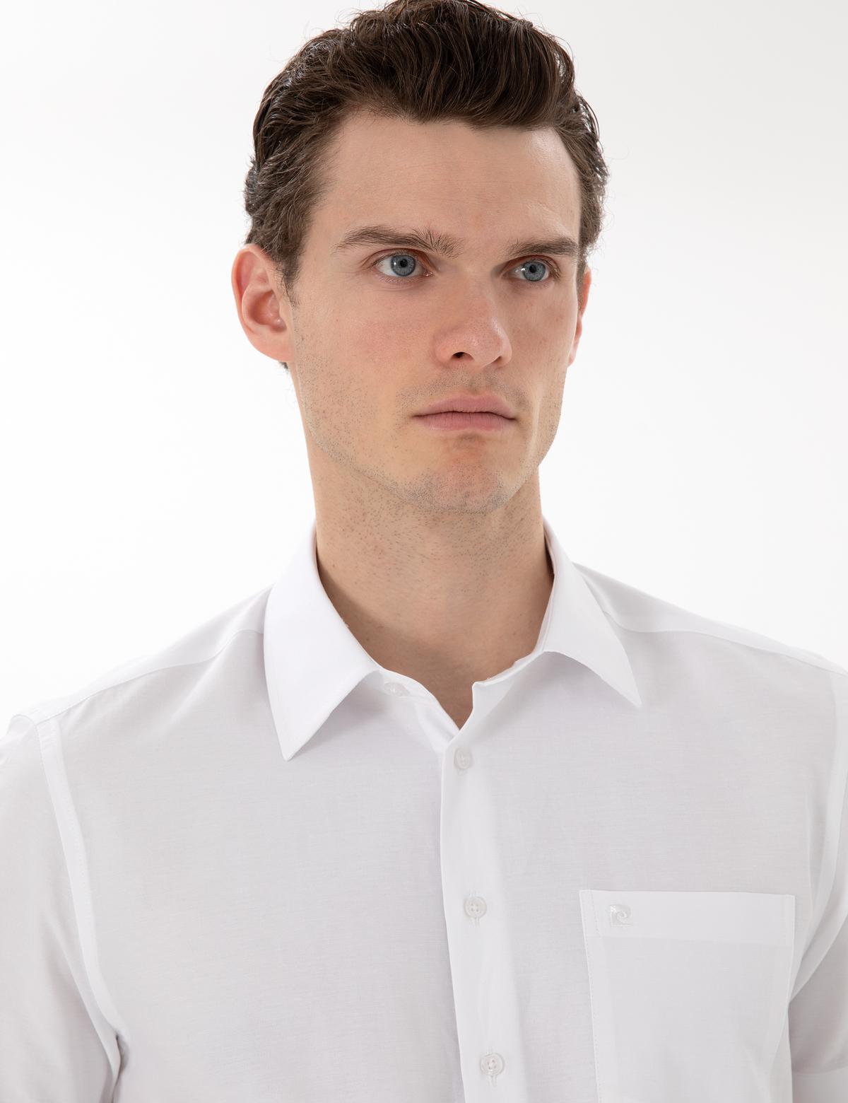 Beyaz Basic Regular Fit Kısa Kollu Cepli Gömlek - 50303010015