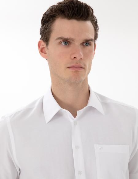 Beyaz Basic Regular Fit Kısa Kollu Cepli Gömlek - 50303010015