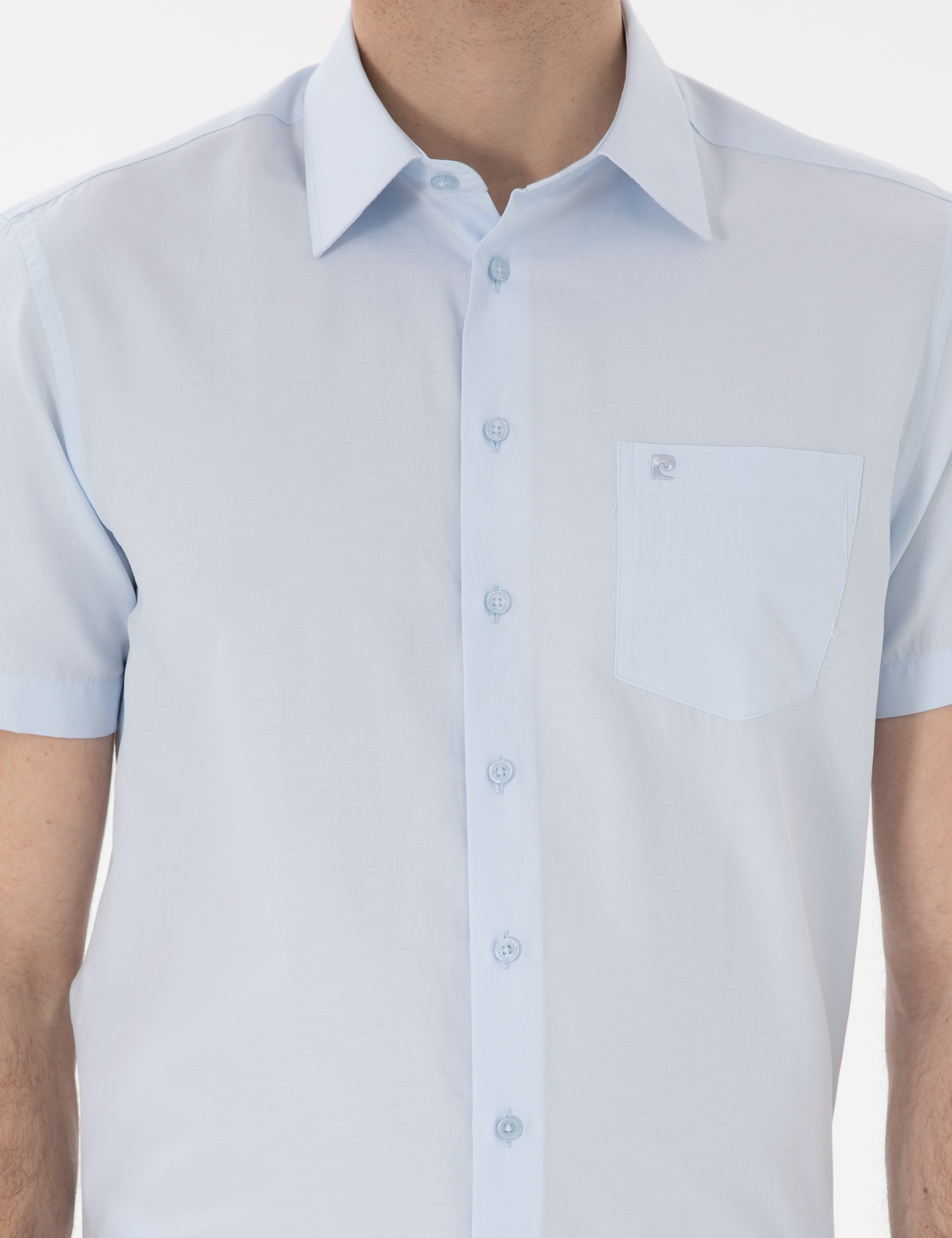 Açık Mavi Basic Regular Fit Kısa Kollu Cepli Gömlek