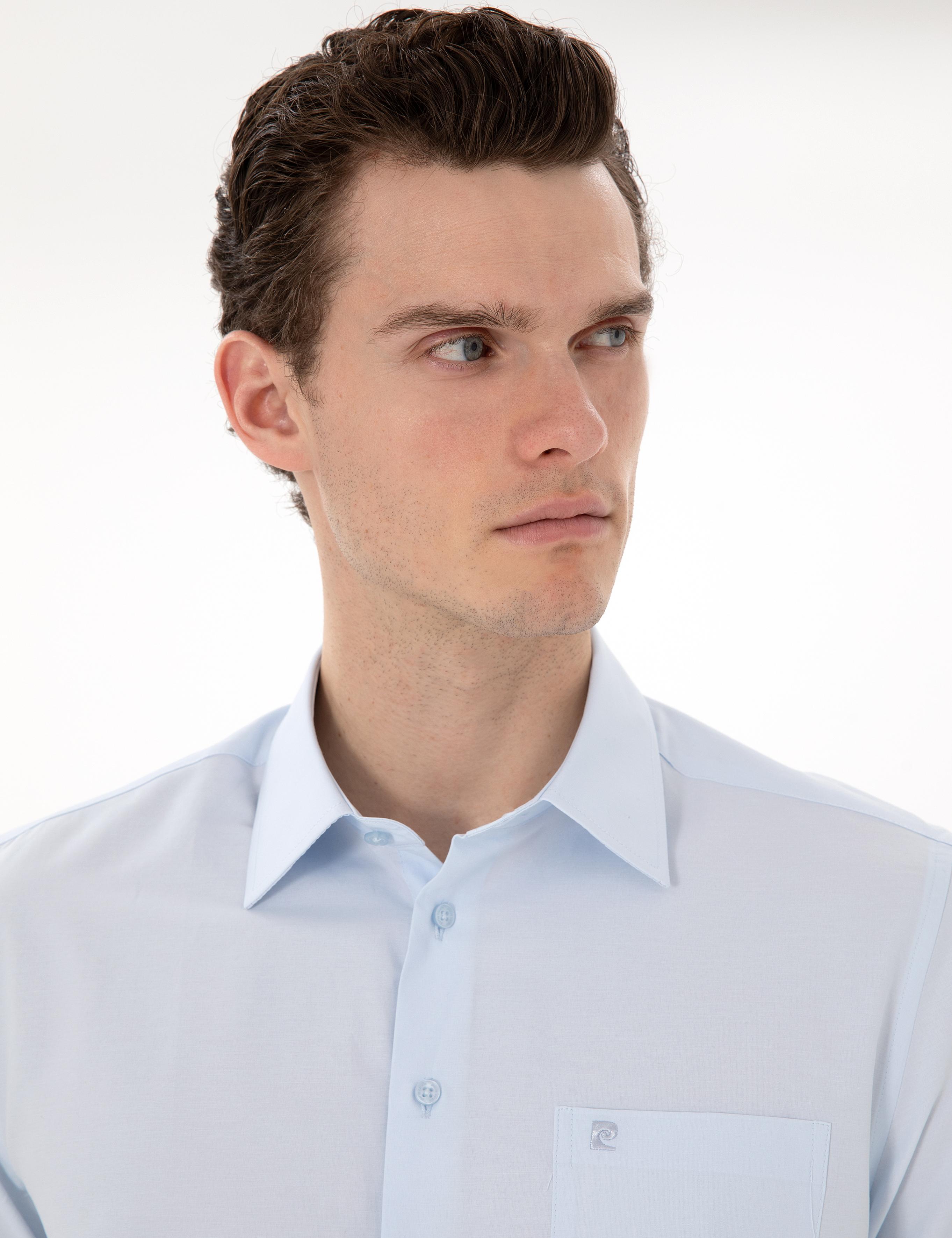 Açık Mavi Basic Regular Fit Kısa Kollu Cepli Gömlek