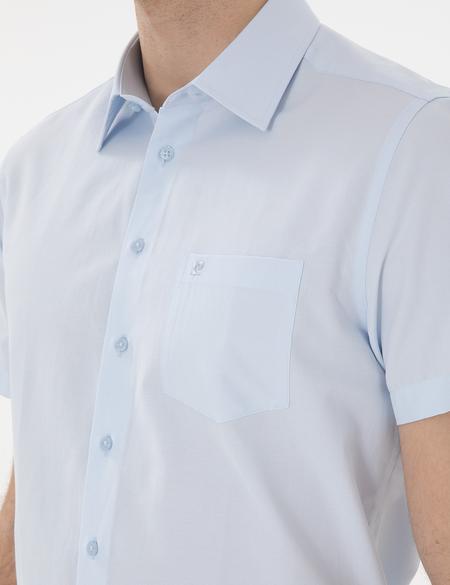 Açık Mavi Basic Regular Fit Kısa Kollu Cepli Gömlek - 50303010007