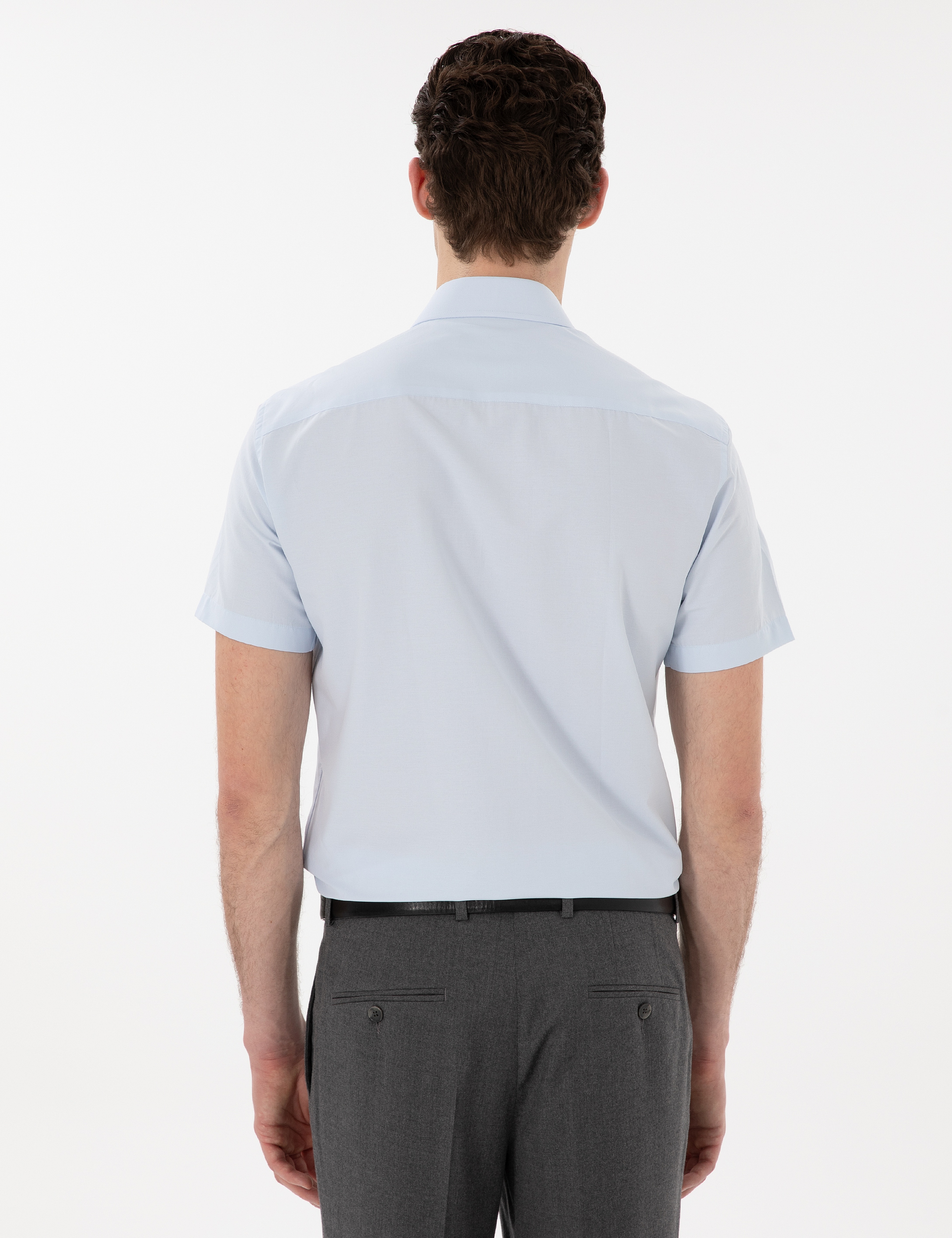 Açık Mavi Basic Regular Fit Kısa Kollu Cepli Gömlek