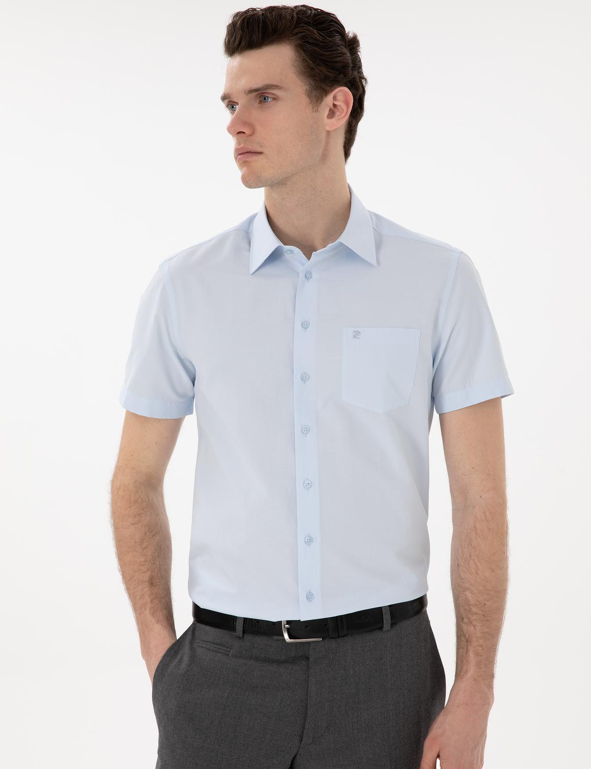 Açık Mavi Basic Regular Fit Kısa Kollu Cepli Gömlek - 50303010007