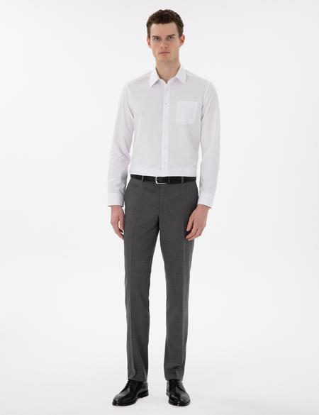 Beyaz Regular Fit Uzun Kollu Basic Cepli Gömlek - 50303280005