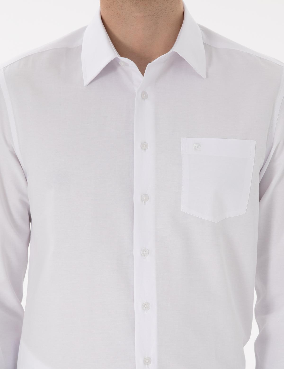 Beyaz Regular Fit Uzun Kollu Basic Cepli Gömlek - 50303280005