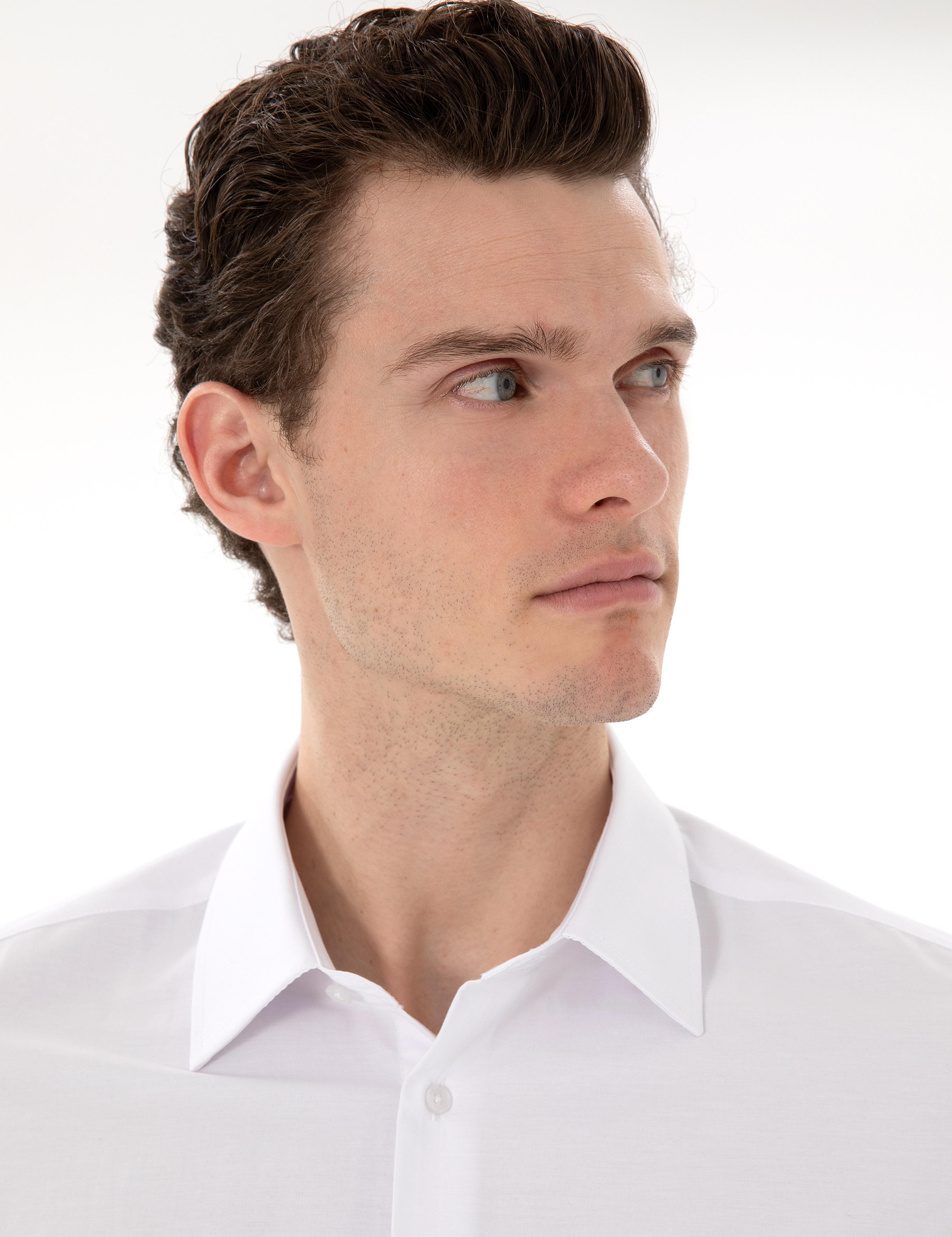 Beyaz Regular Fit Uzun Kollu Basic Cepli Gömlek