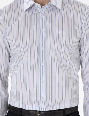 Mavi Çizgili Slim Fit Uzun Kollu Gömlek