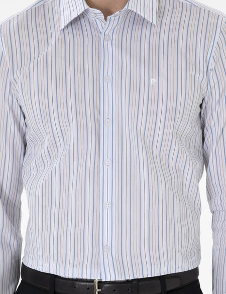 Mavi Çizgili Slim Fit Uzun Kollu Gömlek - 50304538006