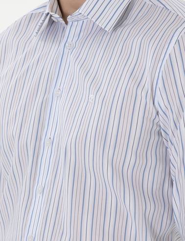 Mavi Çizgili Slim Fit Uzun Kollu Gömlek