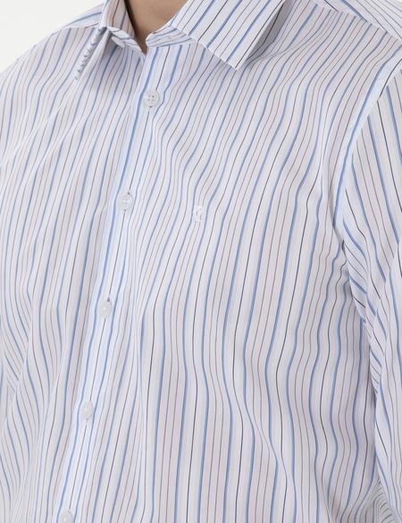 Mavi Çizgili Slim Fit Uzun Kollu Gömlek - 50304538006
