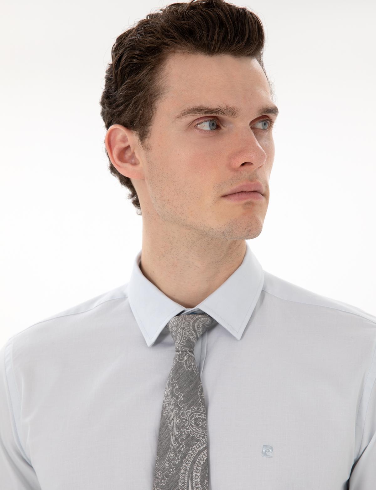 Açık Mavi Slim Fit Uzun Kollu Basic Gömlek - 50305250019