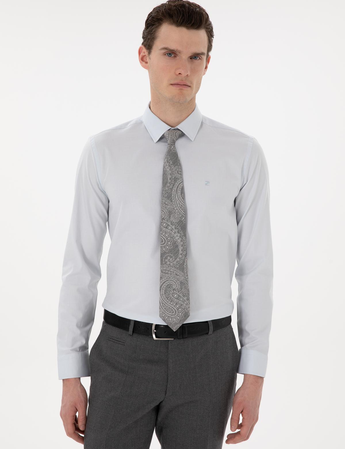 Açık Mavi Slim Fit Uzun Kollu Basic Gömlek - 50305250019