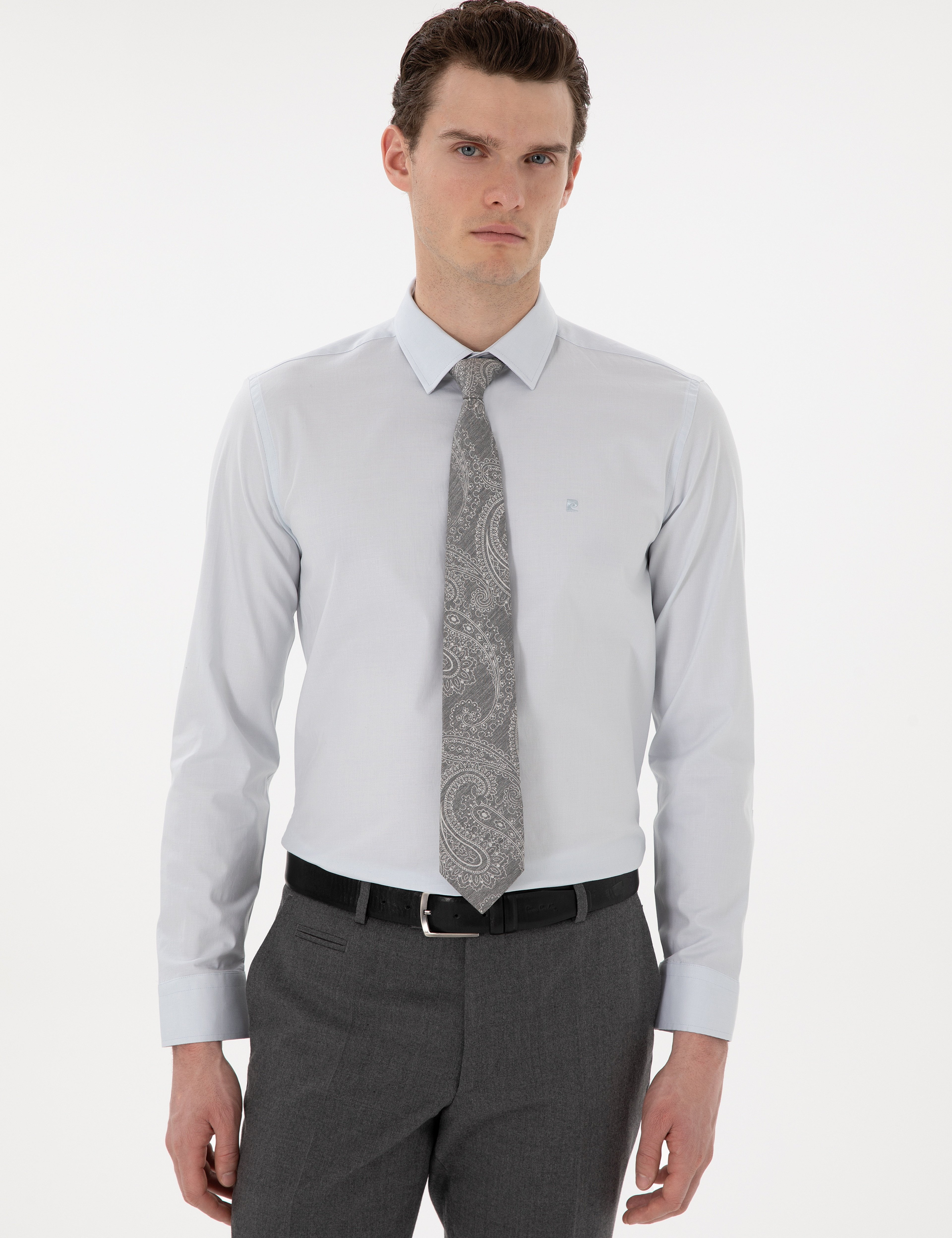 Açık Mavi Slim Fit Uzun Kollu Basic Gömlek