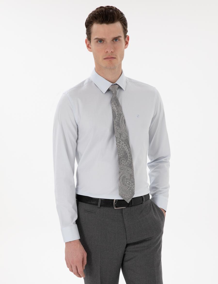Açık Mavi Slim Fit Uzun Kollu Basic Gömlek