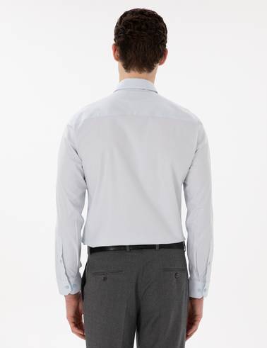 Açık Mavi Slim Fit Uzun Kollu Basic Gömlek