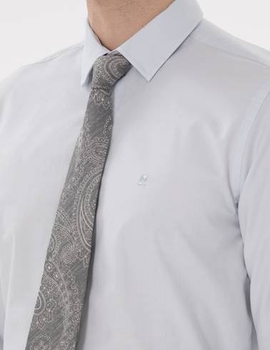 Açık Mavi Slim Fit Uzun Kollu Basic Gömlek