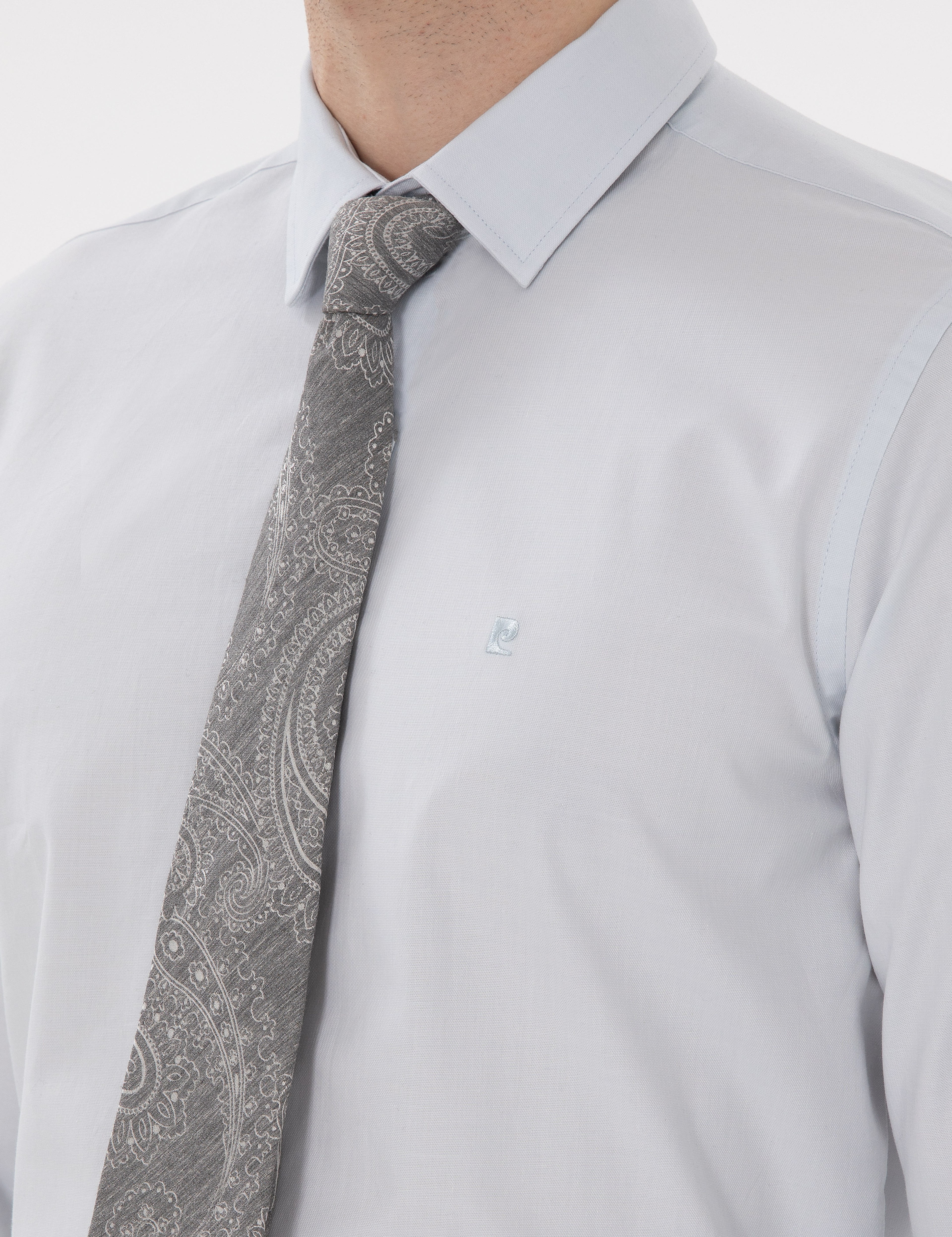 Açık Mavi Slim Fit Uzun Kollu Basic Gömlek - Image 7
