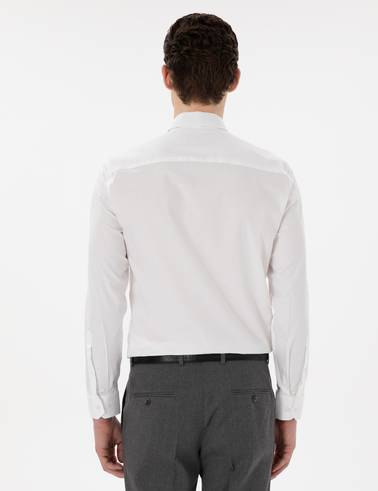 Beyaz Slim Fit Uzun Kollu Basic Gömlek