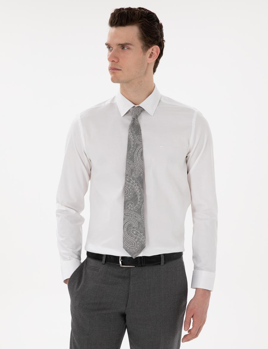 Beyaz Slim Fit Uzun Kollu Basic Gömlek