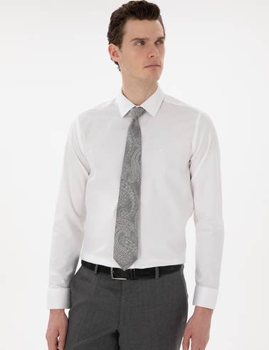 Beyaz Slim Fit Uzun Kollu Basic Gömlek