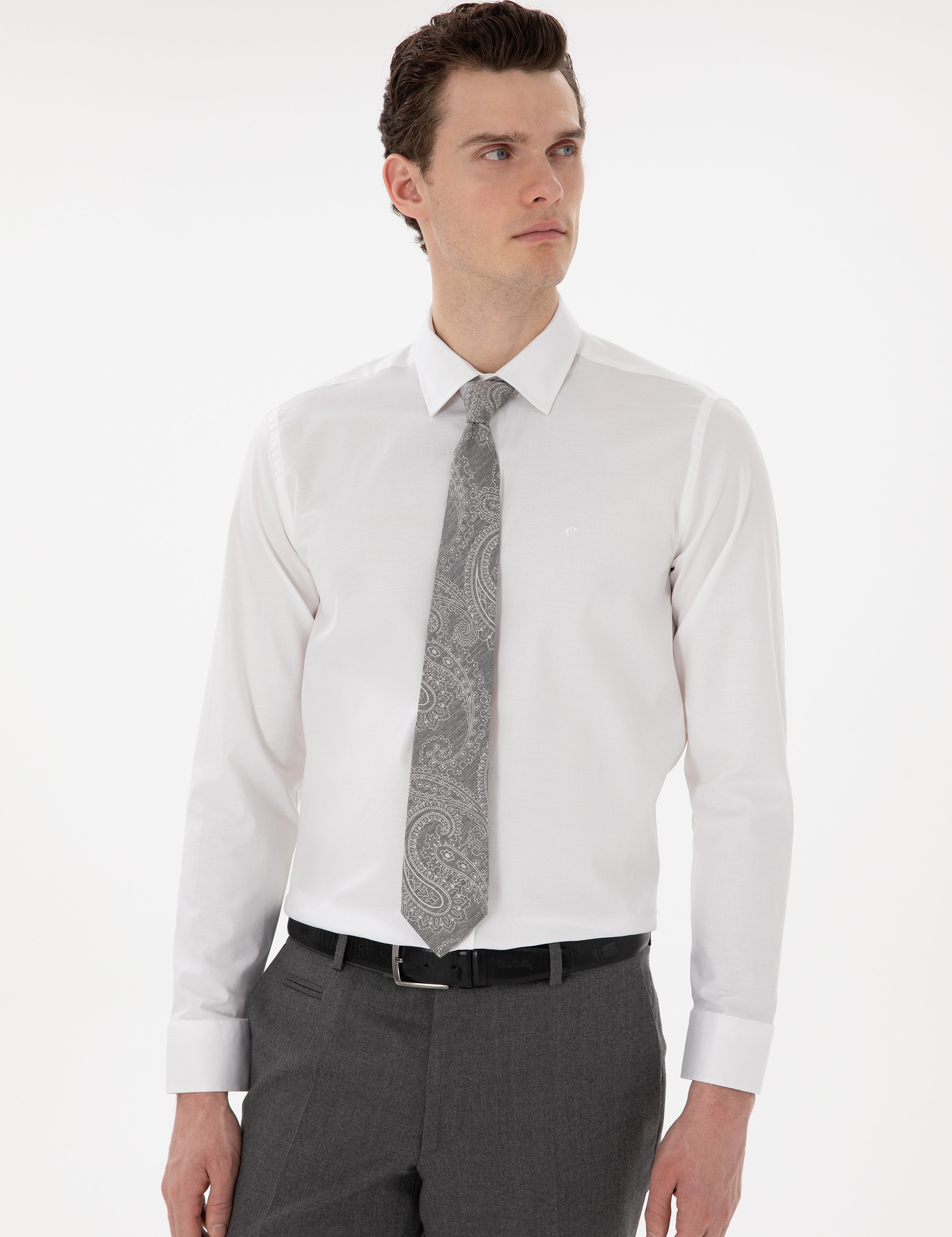 Beyaz Slim Fit Uzun Kollu Basic Gömlek - Image 3