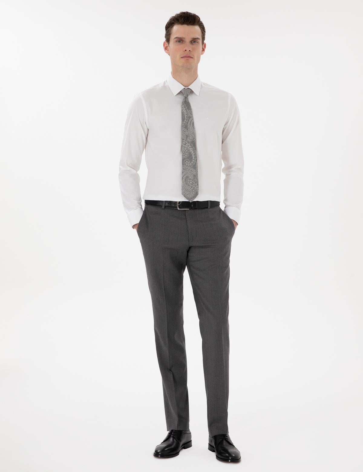 Beyaz Slim Fit Uzun Kollu Basic Gömlek - 50305250001