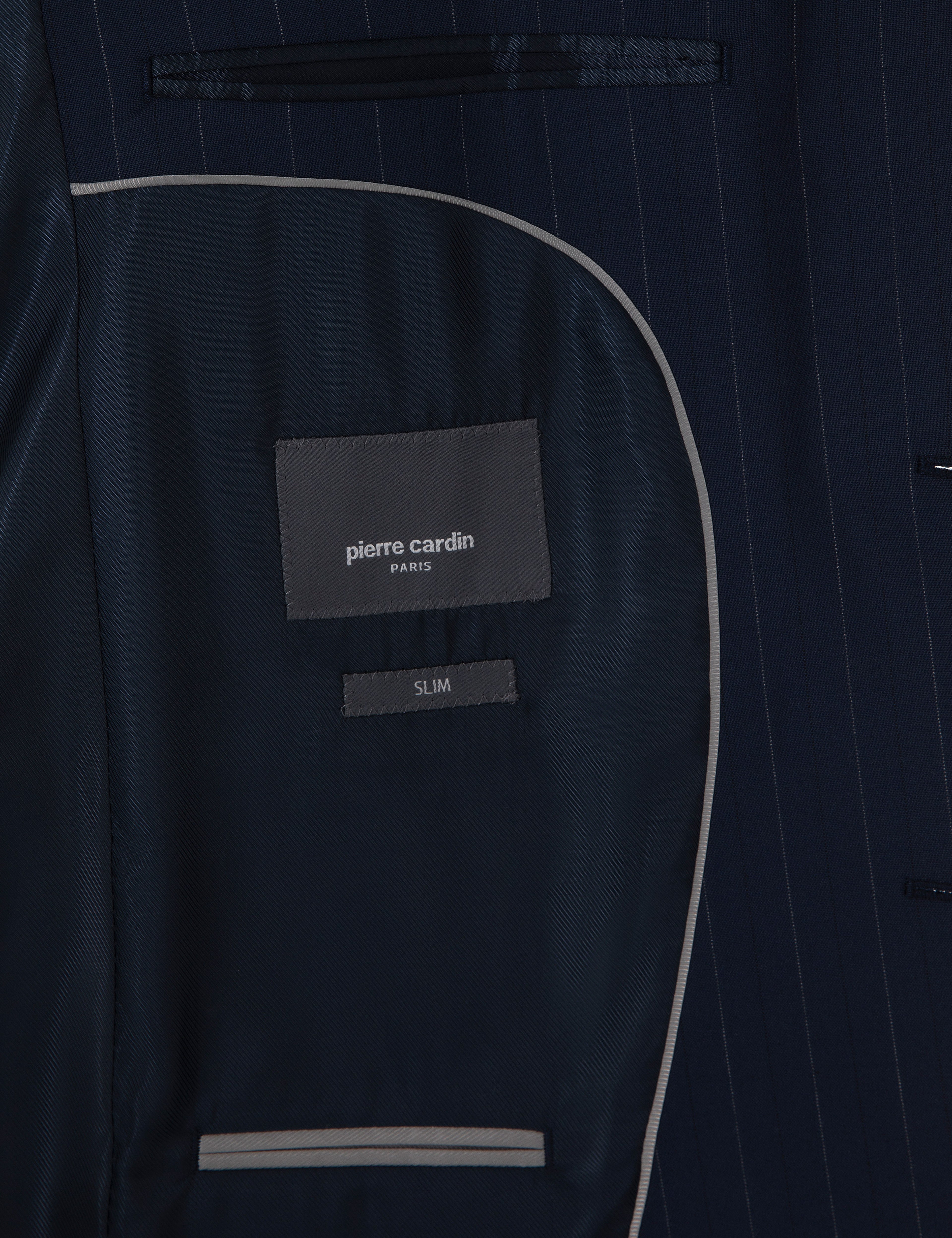 Lacivert Slim Fit Çizgili Takım Elbise