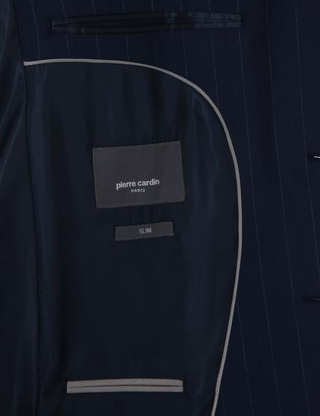 Lacivert Slim Fit Çizgili Takım Elbise - 50302413041