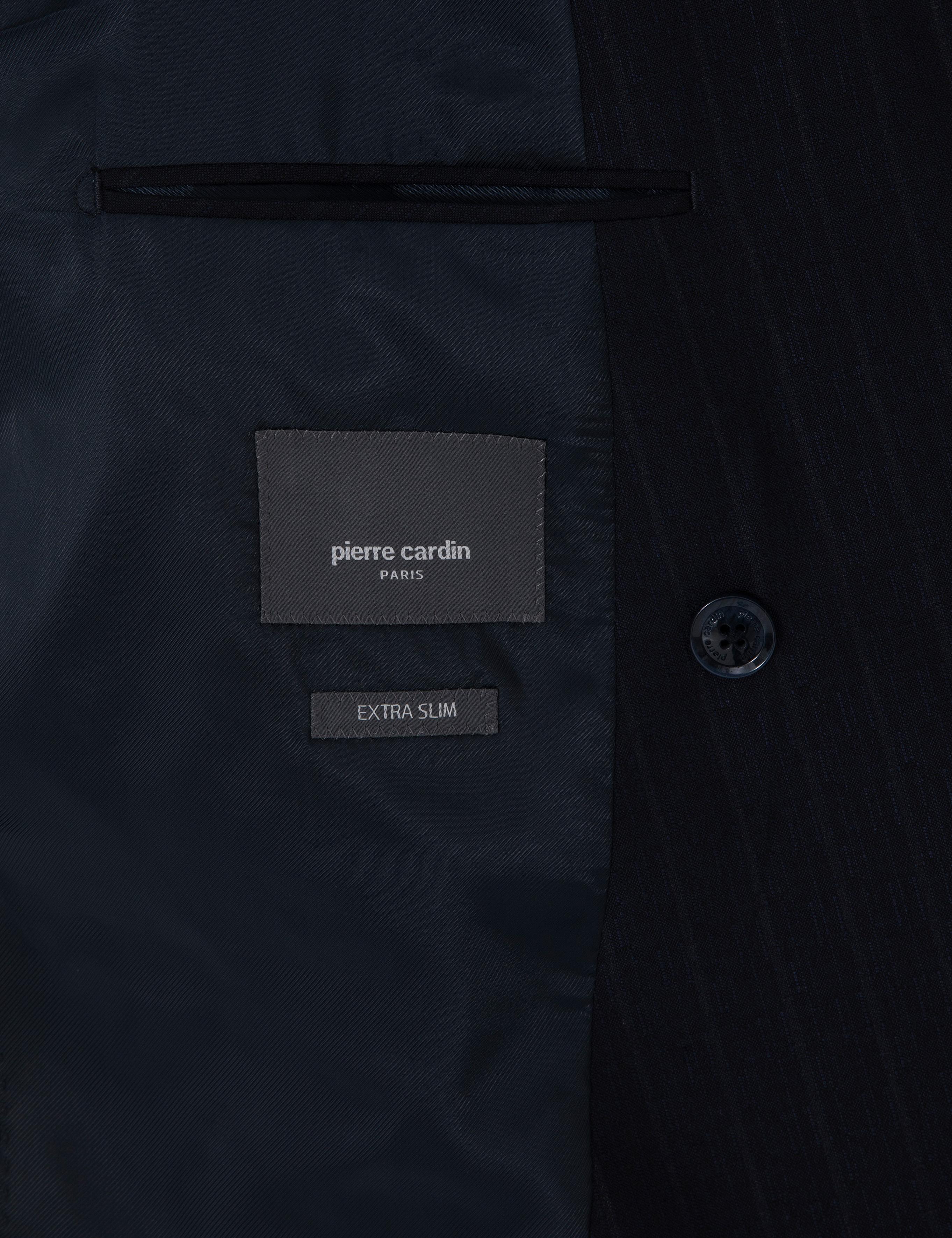 Lacivert Ex. Slim Fit Kruvaze Çizgili Takım Elbise