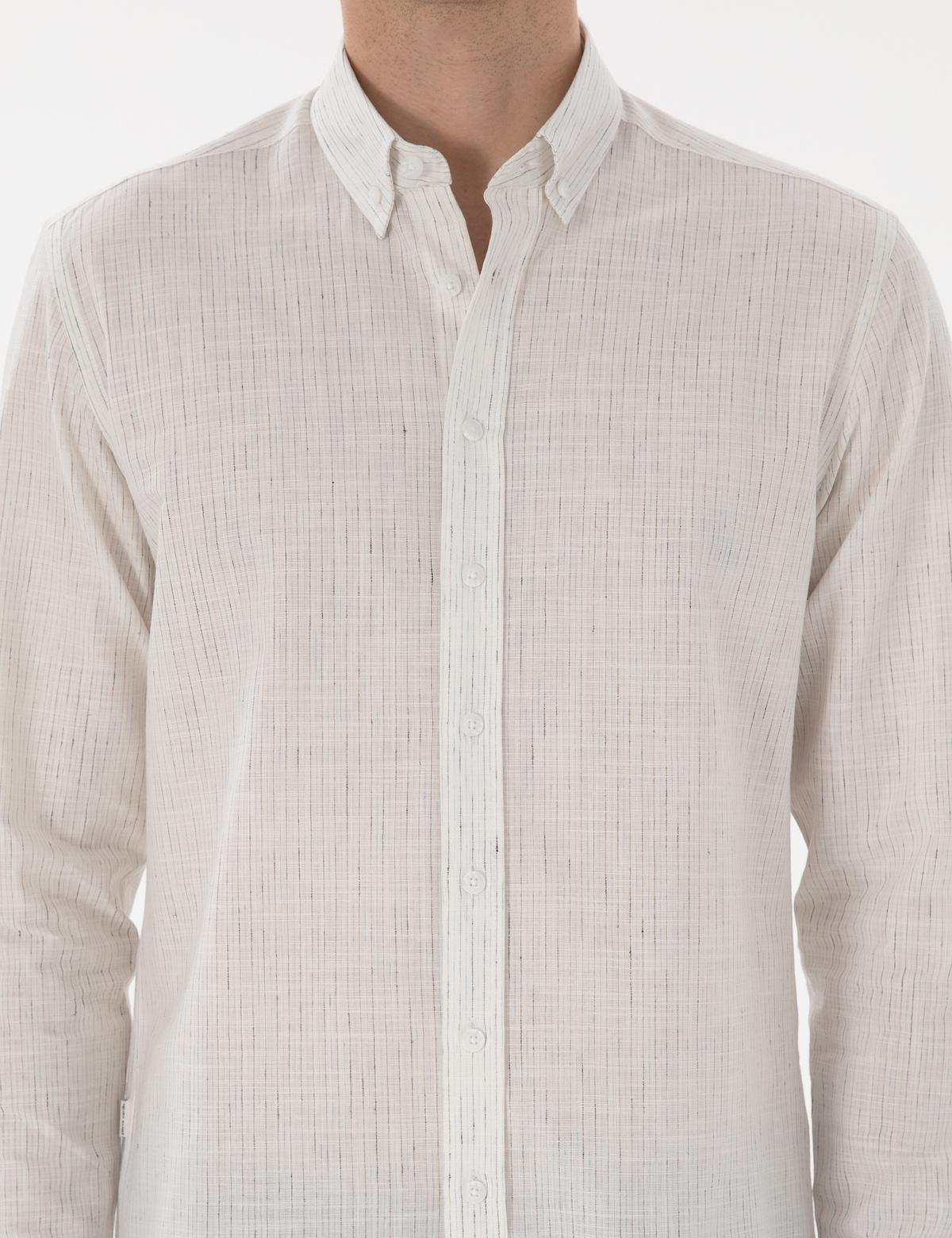 Beyaz Regular Fit Uzun Kollu Gömlek - 50301540045