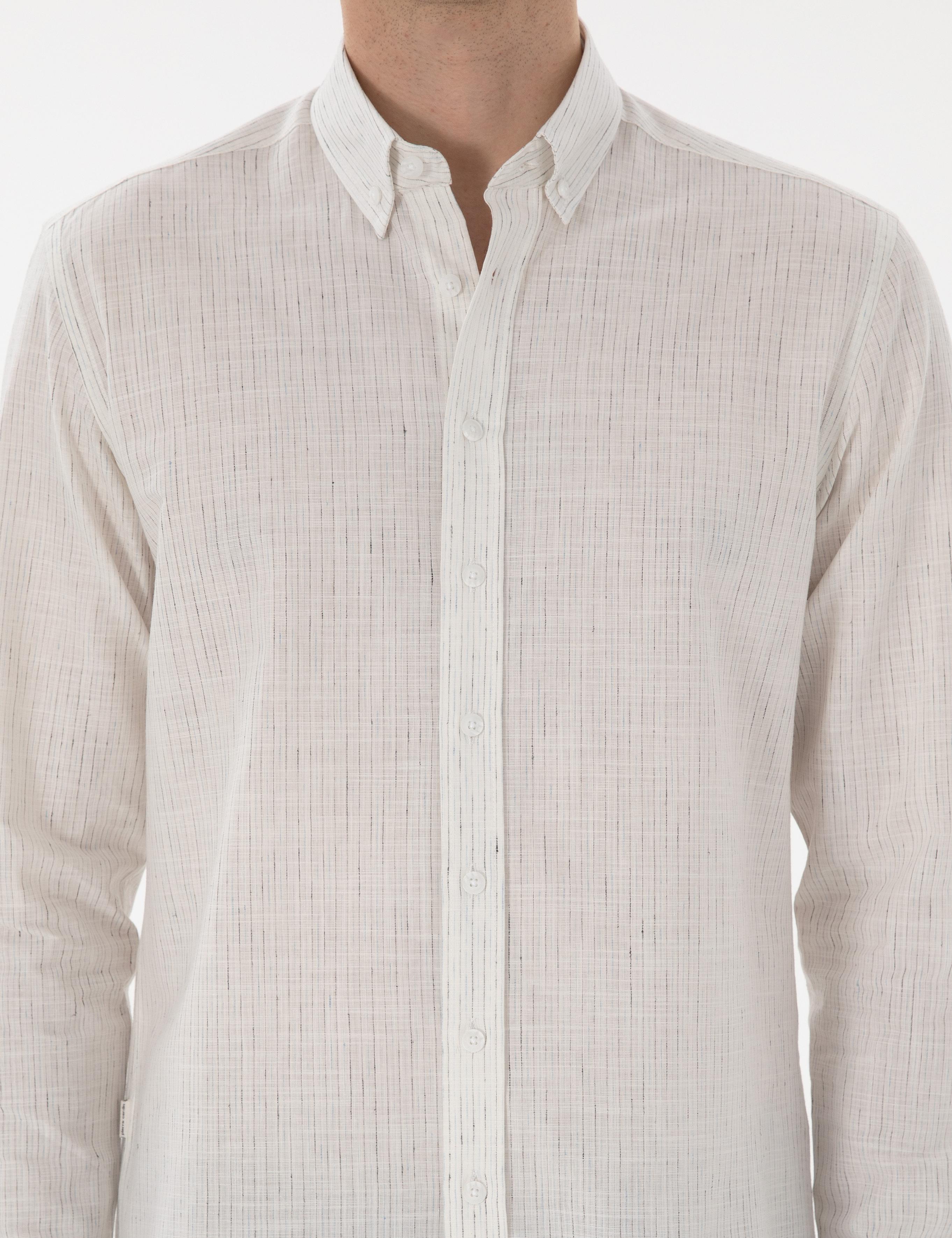 Beyaz Regular Fit Uzun Kollu Gömlek