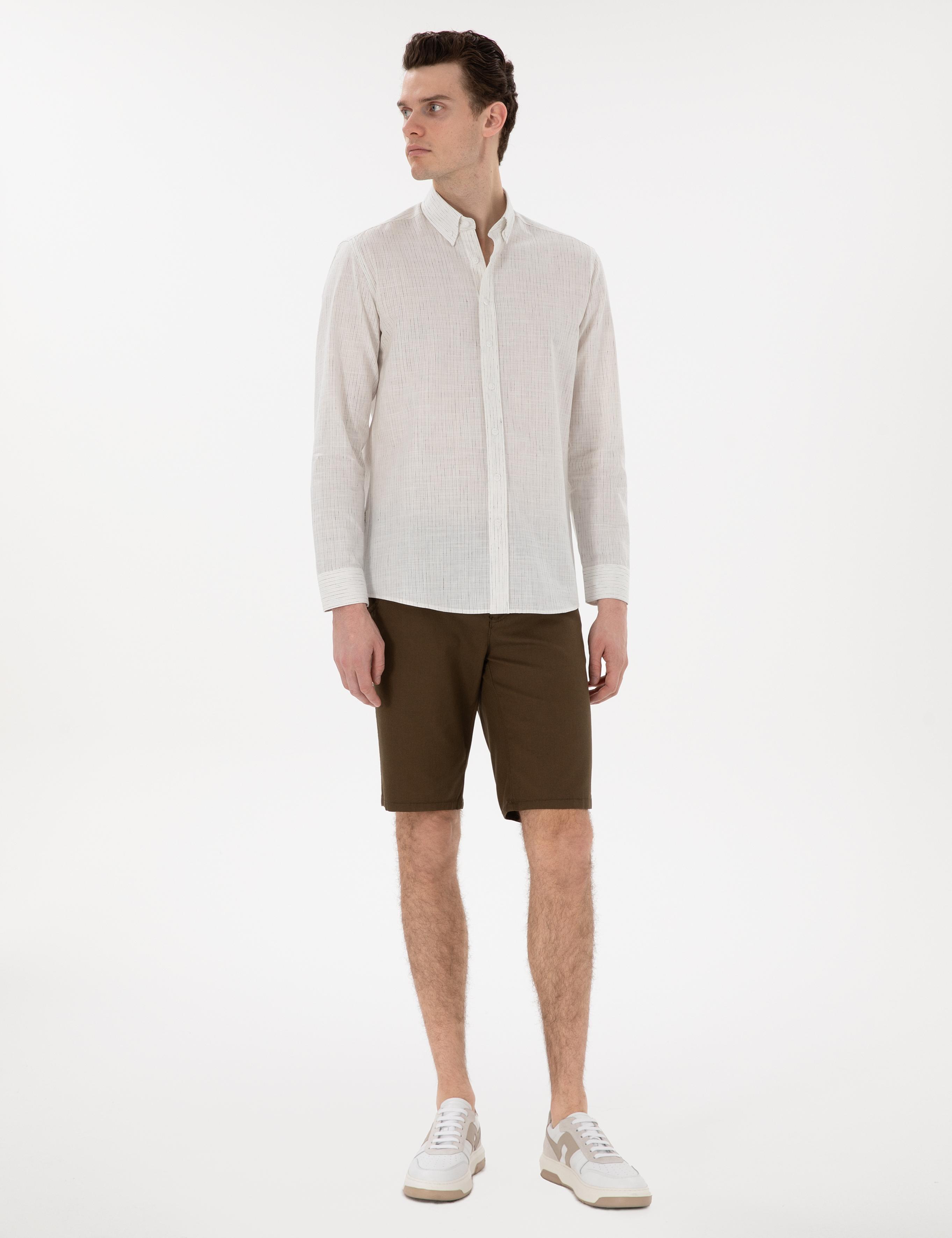 Beyaz Regular Fit Uzun Kollu Gömlek