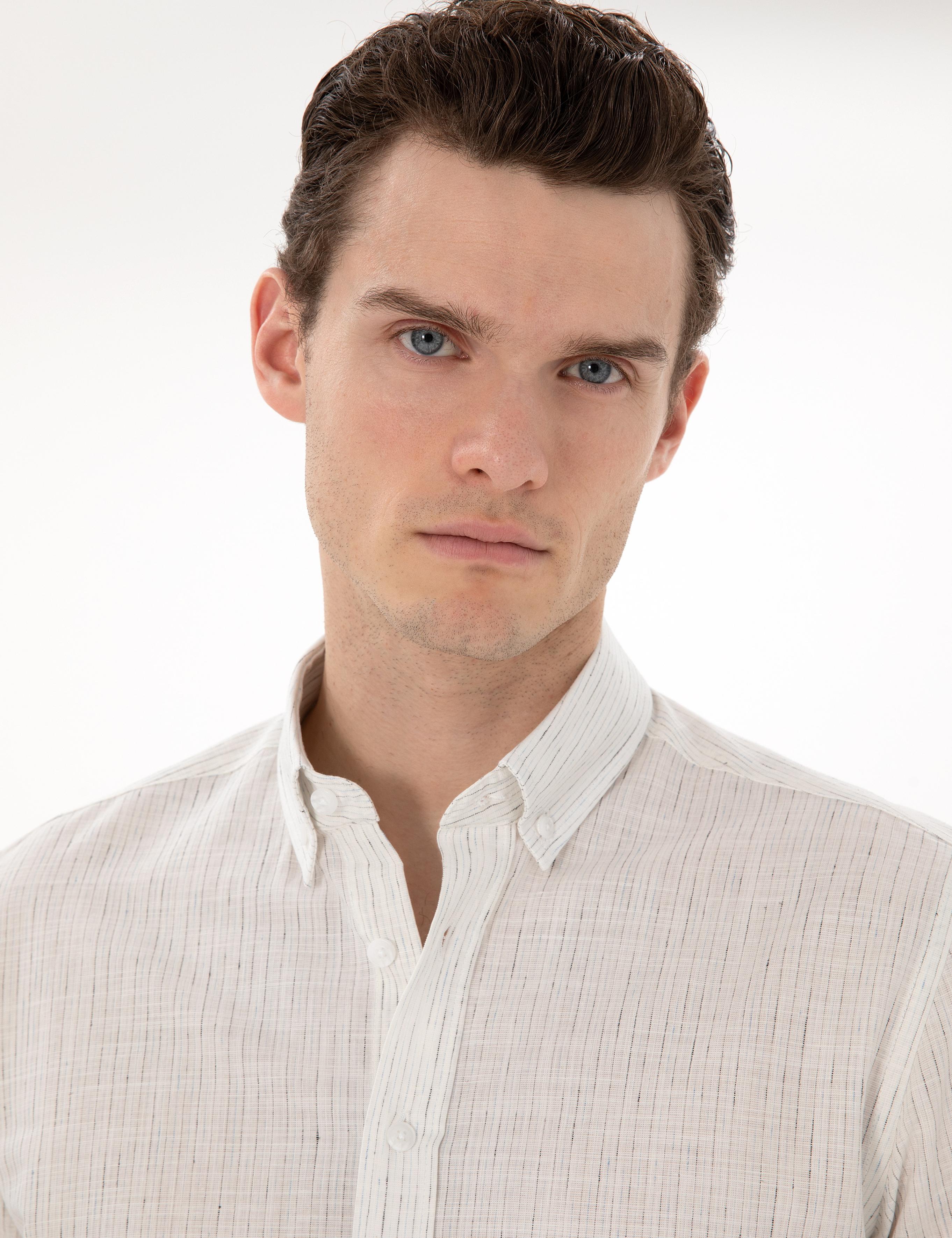 Beyaz Regular Fit Uzun Kollu Gömlek