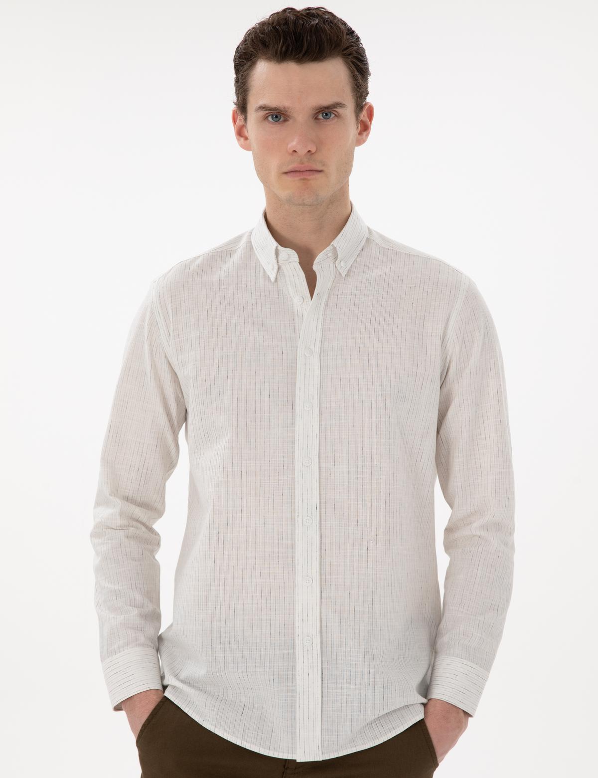 Beyaz Regular Fit Uzun Kollu Gömlek - 50301540045