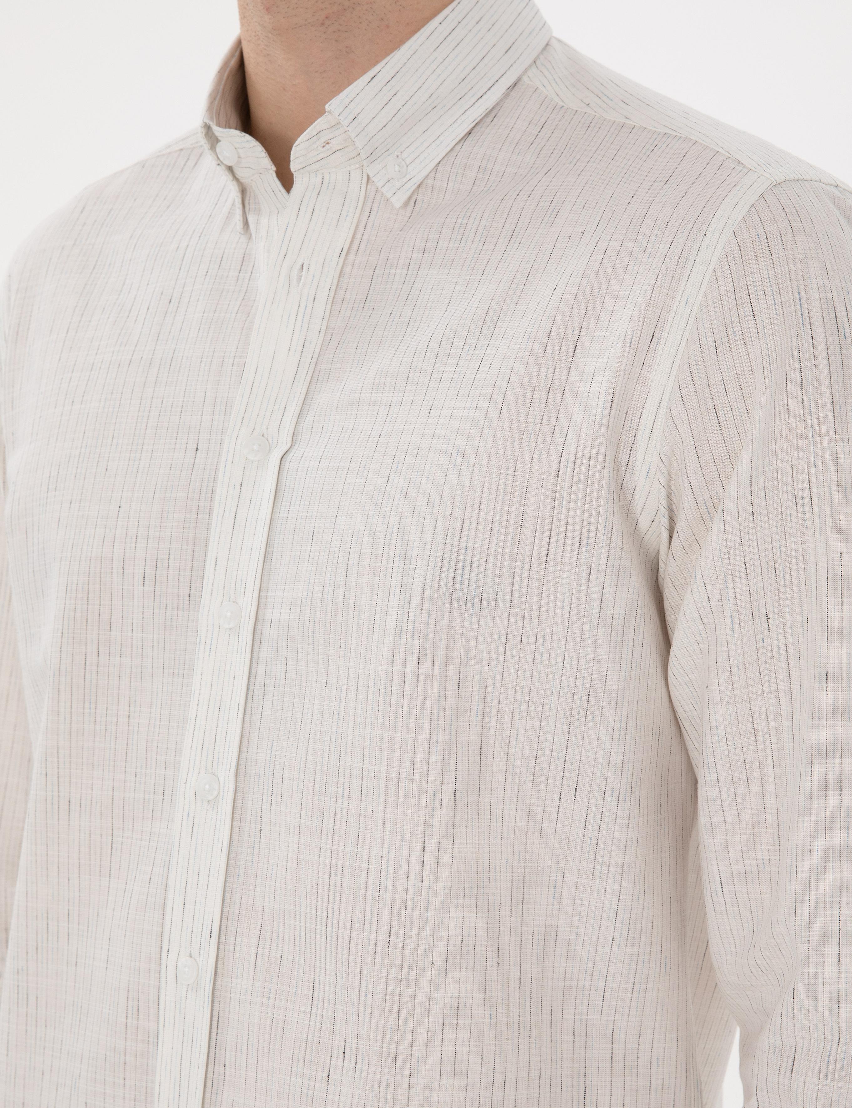 Beyaz Regular Fit Uzun Kollu Gömlek