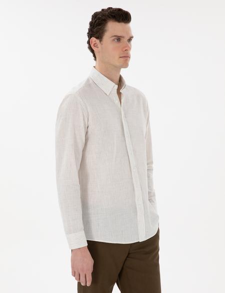 Beyaz Regular Fit Uzun Kollu Gömlek - 50301540045