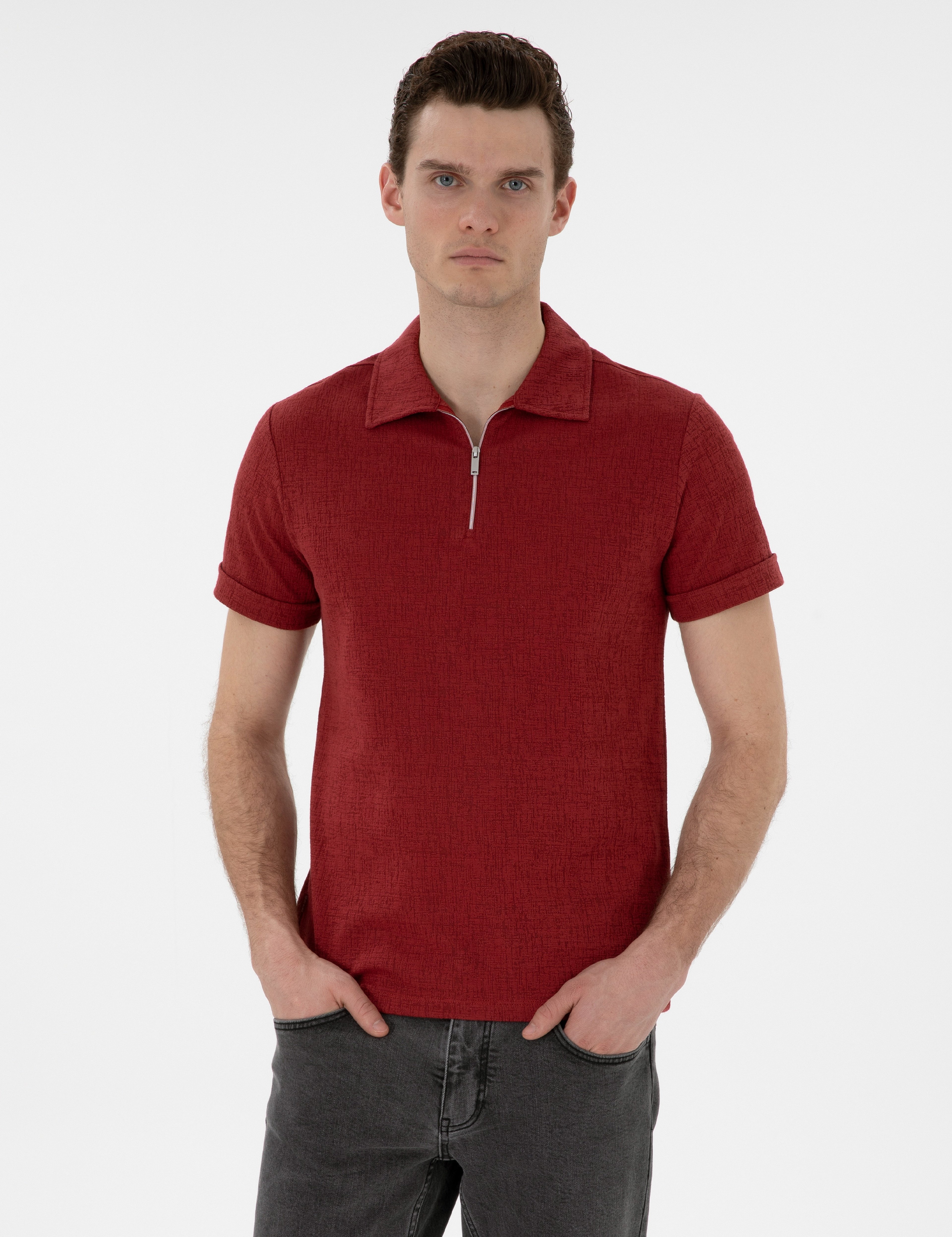Nar Çiçeği Slim Fit Tişört - Image 1