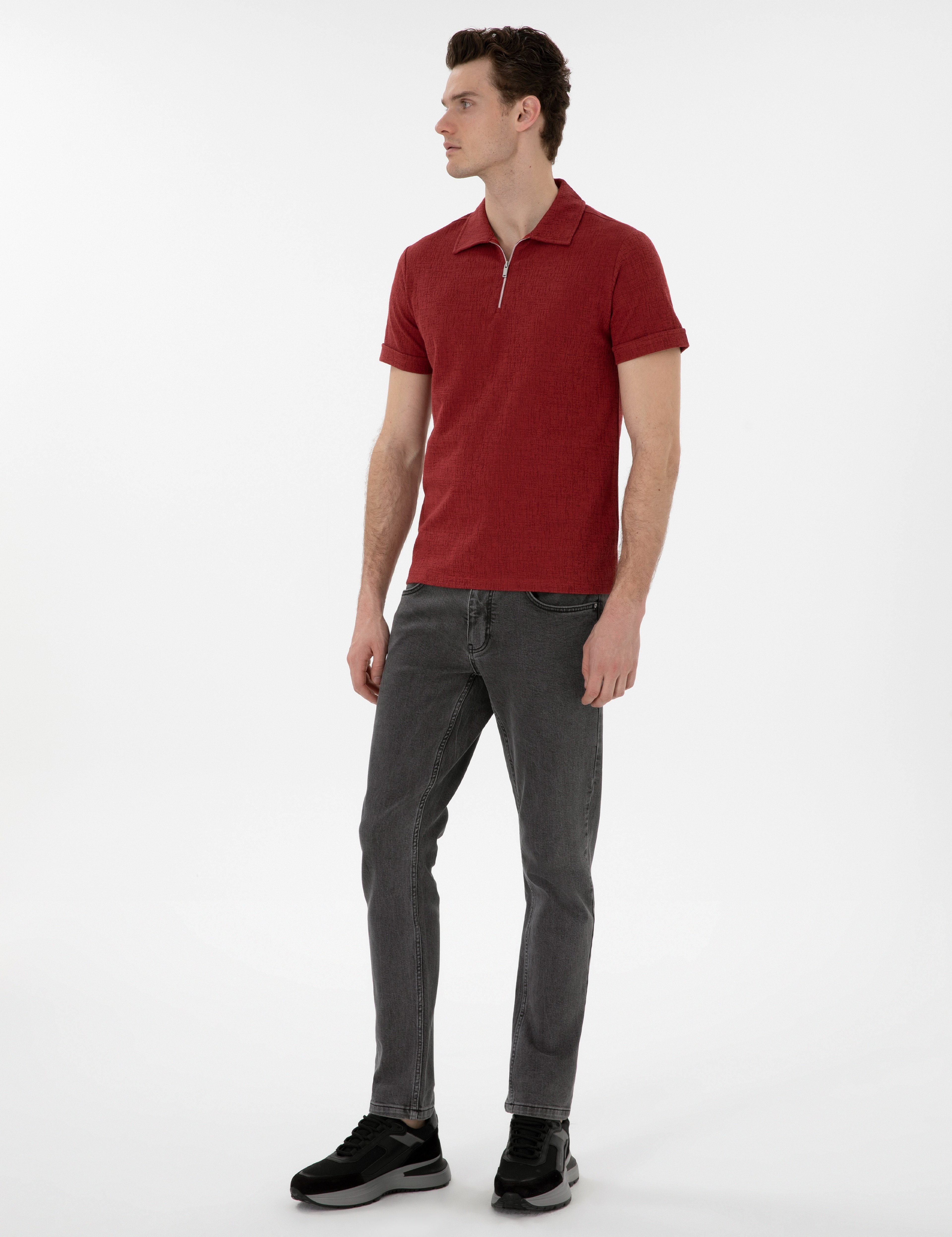Nar Çiçeği Slim Fit Tişört - Image 4