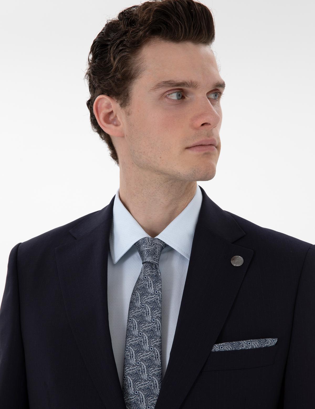 Lacivert Slim Fit Yün Takım Elbise - 50302352011