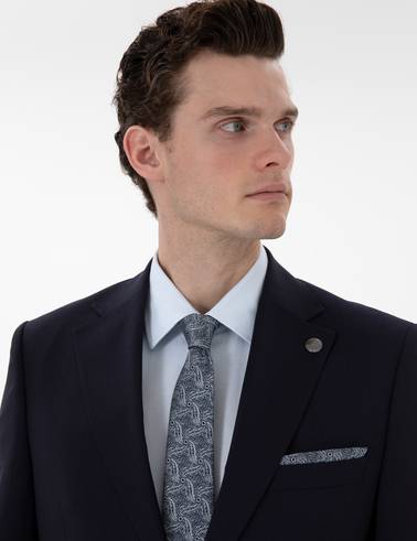 Lacivert Slim Fit Yün Takım Elbise