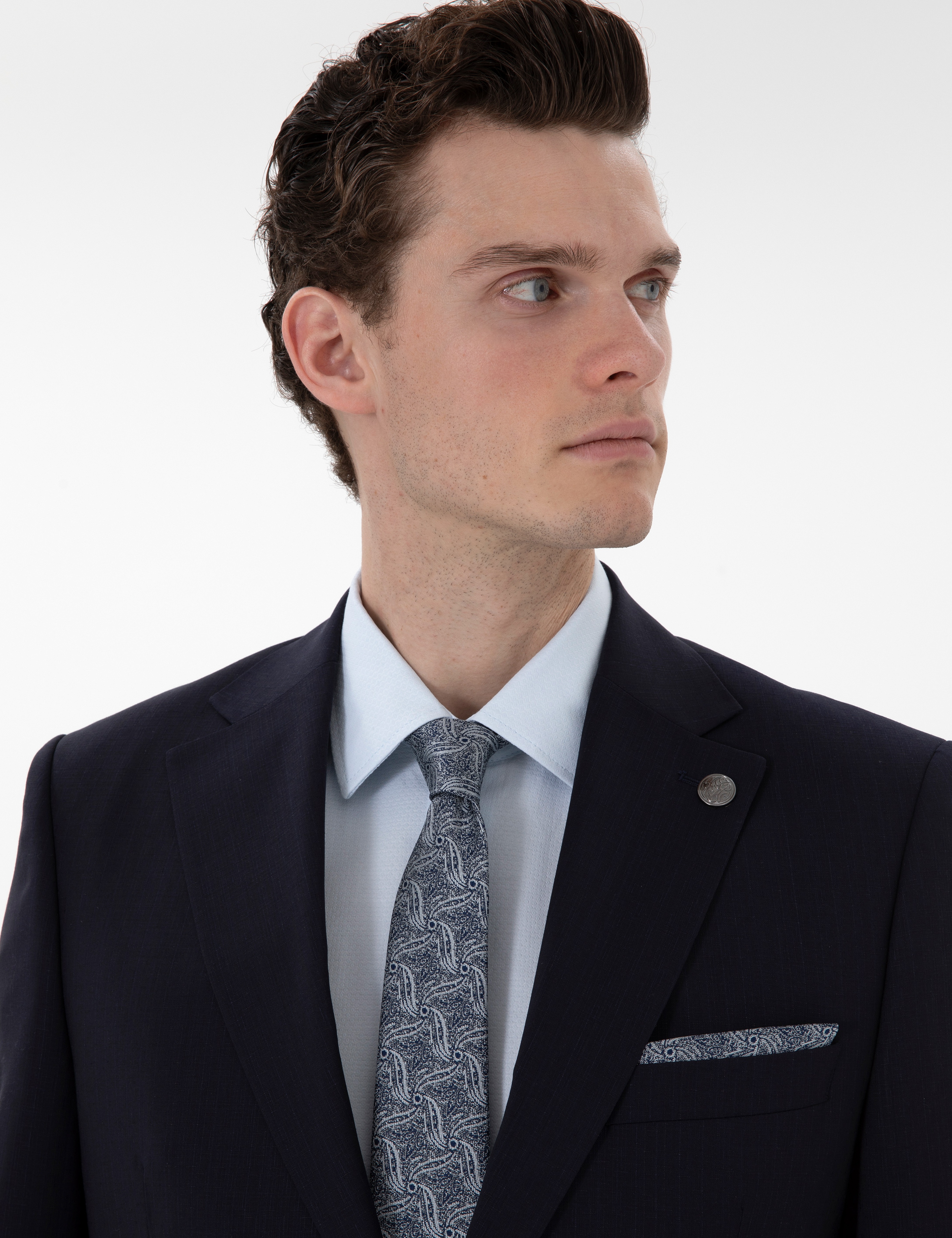Lacivert Slim Fit Yün Takım Elbise - Image 2