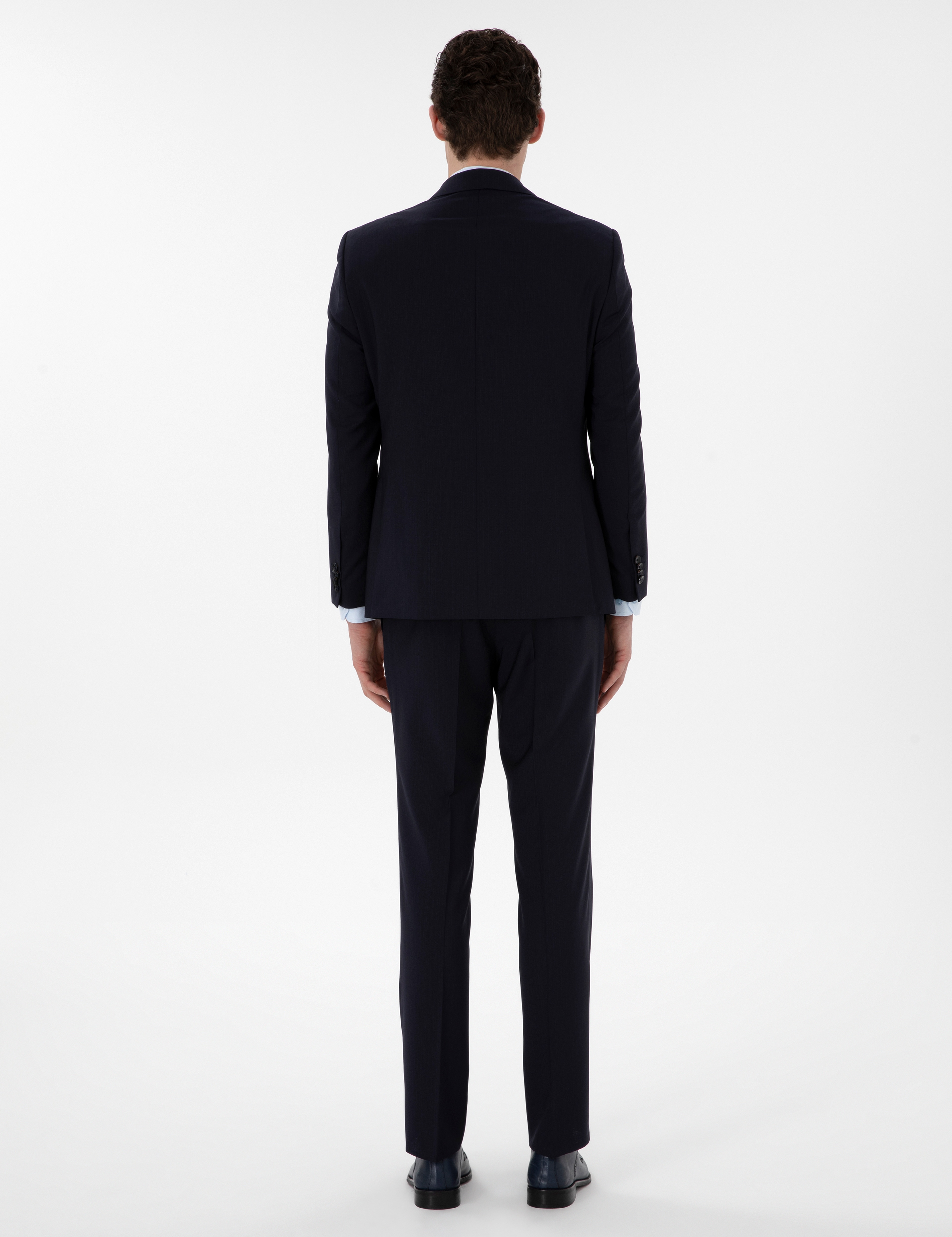 Lacivert Slim Fit Yün Takım Elbise - Image 5
