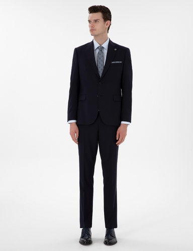 Lacivert Slim Fit Yün Takım Elbise