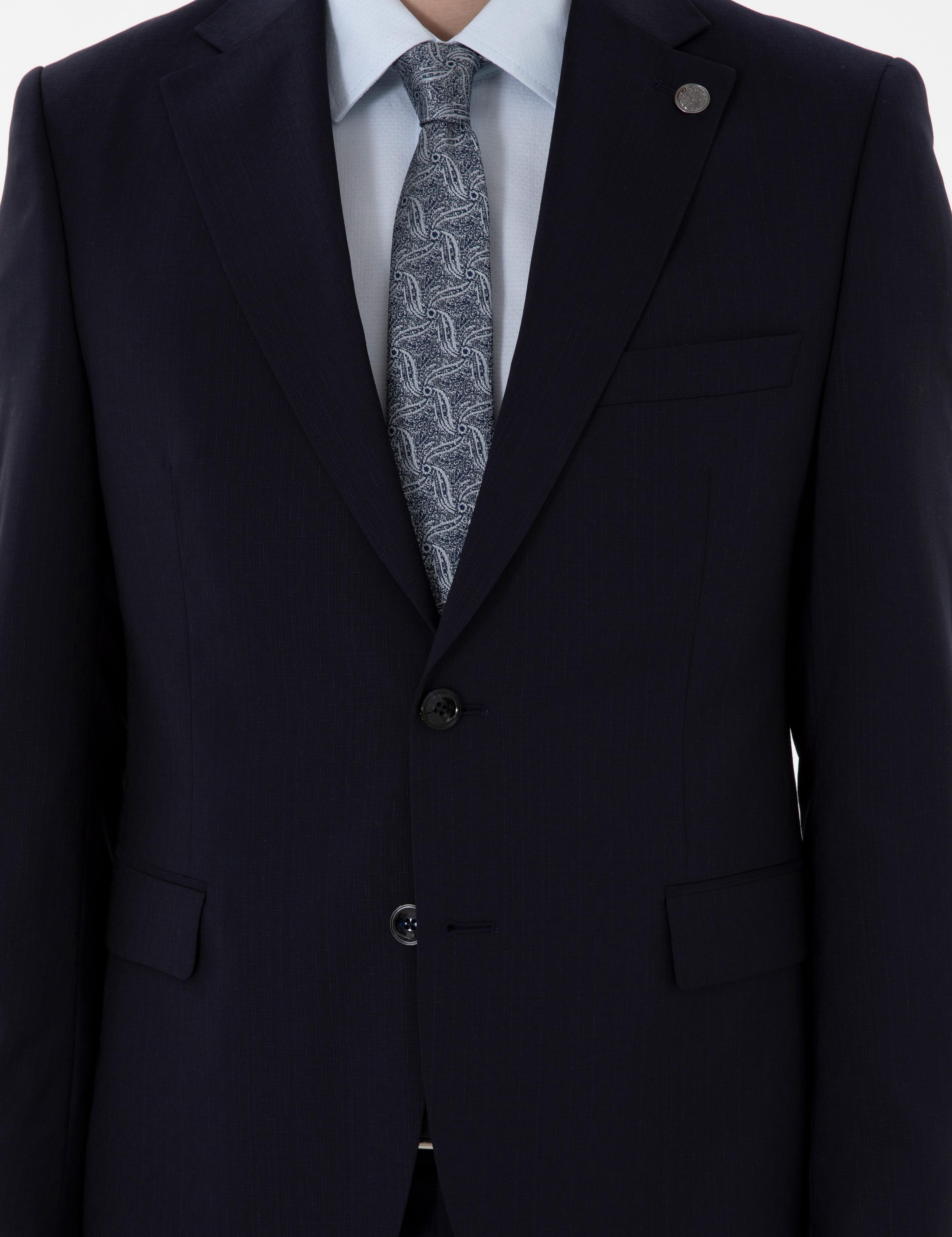 Lacivert Slim Fit Yün Takım Elbise